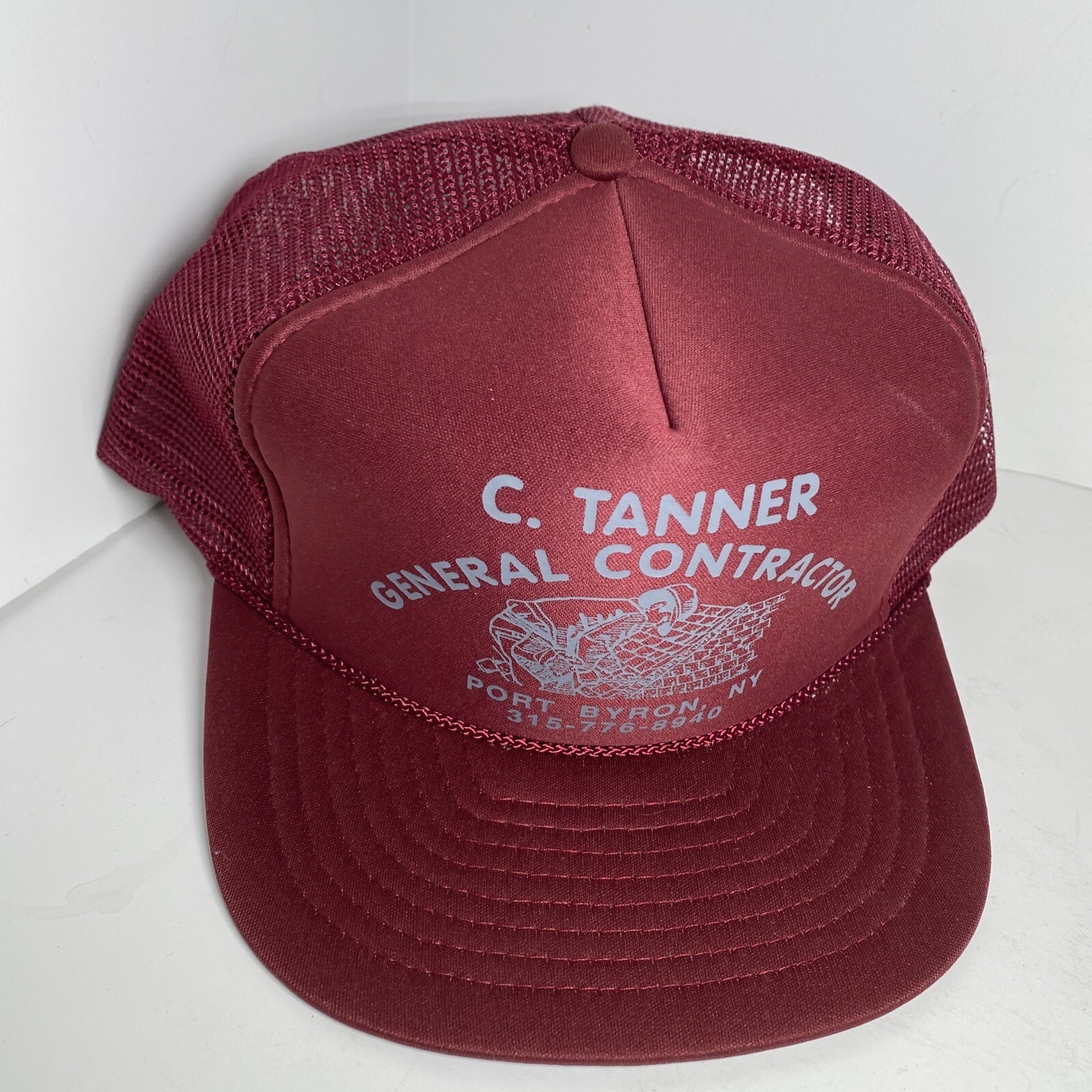 Vintage Tanner General Contractor New York Trucker Hat Snapback Cap Rope Nissin